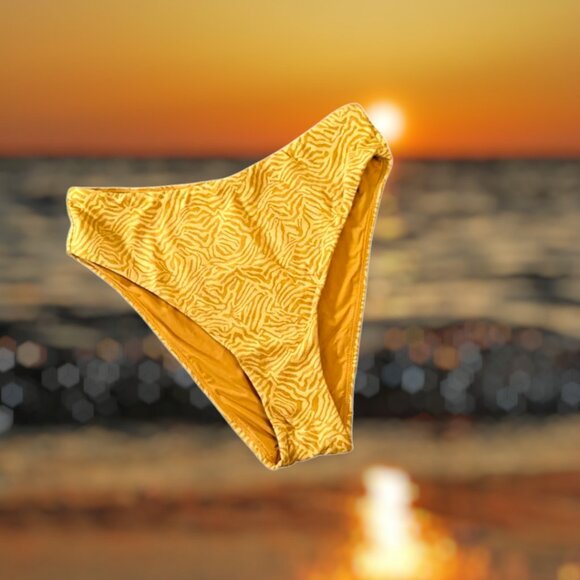 Andie Swim The 90s High Waisted Bottom Yellow Orange Zebra Size Small - Picture 1 of 6